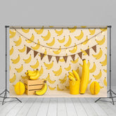 Aperturee - Aperturee Fresh Sweet Bananas Cartoon Cake Smash Backdrop